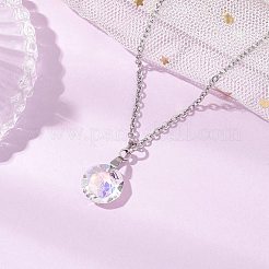 Colliers à chaîne avec pendentif en acier inoxydable 304 et verre AB transparent sur le thème de l'océan&nbsp;NJEW-JN05172