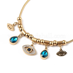 Rhinestone-Armband mit Tropfen- und Augenanhänger&nbsp;BJEW-G669-07G