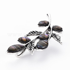 Concha de abulón natural en forma de hoja/broche de concha de paua&nbsp;G-N333-004A-RS