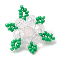 Liens multibrins en forme de flocon de neige tissés en quartz rose naturel et perles de verre&nbsp;PALLOY-MZ00319-03