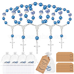 50 bracelet chapelet en métal avec pendentif croix de la Vierge&nbsp;BJEW-WA0001-07A