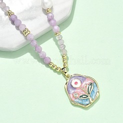 Collares colgantes de amatista lavanda natural para mujer&nbsp;NJEW-G165-01C-G