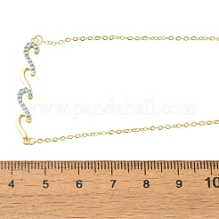 Collane a catena con ciondolo a forma di onda in zirconia cubica blu cielo chiaro in ottone micro pavé per donna&nbsp;NJEW-R005-01G