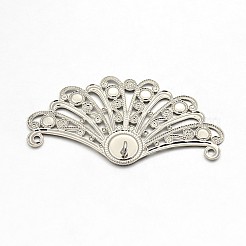 Cabochon bases bisel plana redonda fan de bronce en forma de filigrana colgante&nbsp;X-KK-L052-01