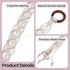 1 ceinture bohème tissée à la main en cordon ciré avec boucles en bois&nbsp;AJEW-CP0012-07A
