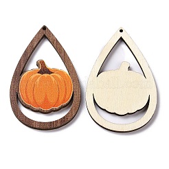 Thème halloween simple face imprimé bois de tremble gros pendentifs&nbsp;WOOD-G015-05J