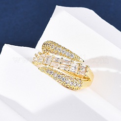 Anelli da dito in ottone micro pavé di zirconi cubici trasparenti per donna&nbsp;RJEW-U047-12G