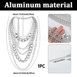 1 Stück mehrlagige Halsketten aus kubanischer Gliederkette aus Aluminium für Damen&nbsp;NJEW-SP0001-10P
