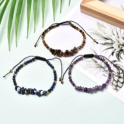 Ensemble de bracelets de perles tressées en pierres naturelles mélangées rondes à puce et à facettes pour fille femmes&nbsp;BJEW-JB06742