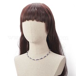 Collana da donna con diaspro blu naturale e perle e strass di cristallo&nbsp;NJEW-JN04209-01