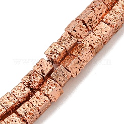 Fili di perle di roccia lavica naturale elettrodeposta&nbsp;G-E602-03-A