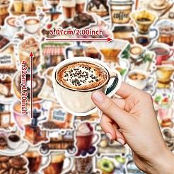 50 x Papieraufkleber mit Cartoon-Kaffeemotiv.&nbsp;STIC-C012-20