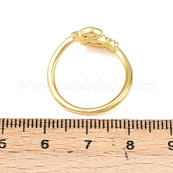 Anelli in ottone con micro pavé di zirconi cubici trasparenti e pesce con malocchio blu&nbsp;RJEW-A088-02G