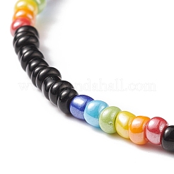Braccialetto elastico con perline di semi di vetro da donna&nbsp;BJEW-JB08616