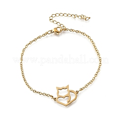 201 Edelstahl-Fuchs-Gliederarmbänder&nbsp;BJEW-B128-05G
