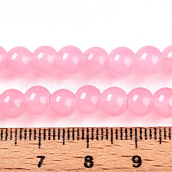 Hilos de cuentas redondas de vidrio imitación jade con pintura para hornear&nbsp;DGLA-Q021-6mm-03