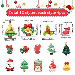 48pcs 12 Arten Weihnachtsthema-undurchsichtige Harzanhänger&nbsp;RESI-SC0005-66