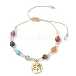 2 bracelet à breloques chakra en acier inoxydable 304&nbsp;BJEW-JB12564-01