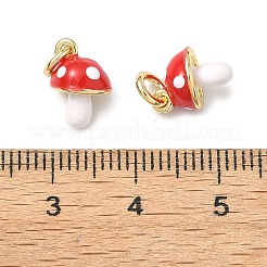Breloques en laiton émaillé rouge champignon d'automne&nbsp;KK-H254-06G