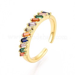 Bagues de manchette en laiton micro pavé de zircone cubique pour femmes&nbsp;KK-T071-75G