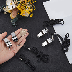 4 collana con ciondolo a forma di fischietto in acciaio inossidabile 304 e cordino nero&nbsp;NJEW-GF0001-25P