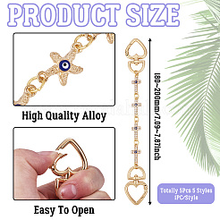 5 stücke 5 arten bösen blick legierung link ketten tasche extender ketten&nbsp;AJEW-TAC00036