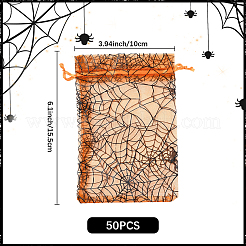 Organza-Kordelzugbeutel mit Halloween-Motiv und Spinnenmotiv&nbsp;ABAG-WH20021-006C