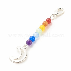 Décorations de pendentif perlé de jade de malaisie naturel et teint sur le thème du chakra&nbsp;HJEW-JM00642-01