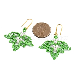 Orecchini pendenti con perle di vetro&nbsp;EJEW-MZ00285-02