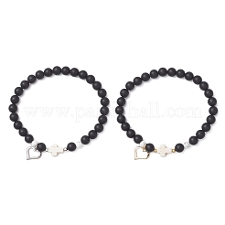 2 pulsera de acero inoxidable 201 con dijes abiertos&nbsp;BJEW-JB12719