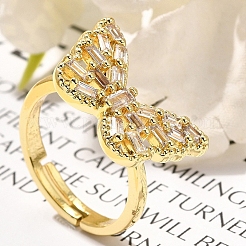Verstellbare Fingerringe aus Messing mit Mikropflaster und Zirkonia für Damen&nbsp;RJEW-M028-25G-05