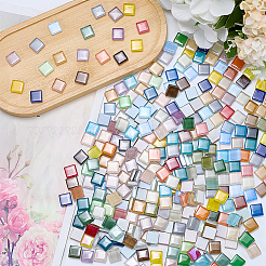 Quadratische Glasmosaik-Cabochons&nbsp;GLAA-WH0033-142