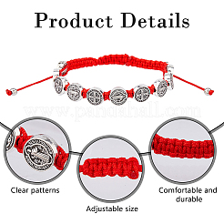 Braccialetti ovali in lega con perline di San Benedetto e croce da 12 pezzo&nbsp;BJEW-DC0001-21B
