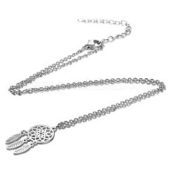 Colliers pendentifs en acier inoxydable 201 résistant au ternissement&nbsp;NJEW-S063-TN473-1