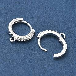Micropave de latón claro fornituras de aretes de aro de circonio cúbico&nbsp;KK-H532-14B-S