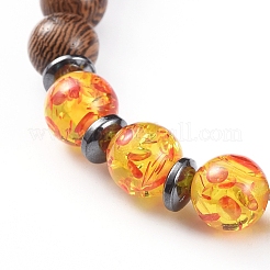 Bracelets extensibles en perles de bois unisexes&nbsp;BJEW-JB04960