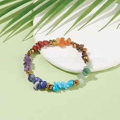 Pulsera elástica con cuentas de chips de piedras preciosas mixtas naturales y sintéticas&nbsp;BJEW-JB08074
