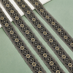 Rubans à fleurs jacquard en polyester de style ethnique&nbsp;SRIB-WH0011-203A