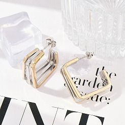 Boucles d'oreilles à tige en acier inoxydable 304&nbsp;EJEW-M070-21PG-02