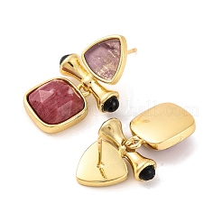 Ionenplattierung (IP) natürlicher Amethyst und natürlicher Rhodonit Ohrstecker&nbsp;EJEW-U014-01C