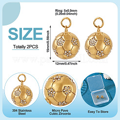 2 pz 304 acciaio inossidabile micro pavé zirconia cubica pendente&nbsp;STAS-TA0003-08
