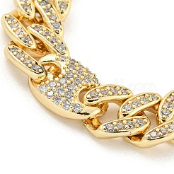 Braccialetti da donna con catena a maglie ovali in ottone con micro pavé di zirconi trasparenti&nbsp;BJEW-R315-01A-G
