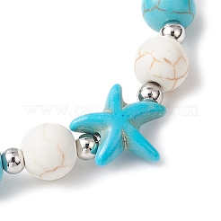 2 pulsera elástica con cuentas de turquesa sintética&nbsp;BJEW-TA00630