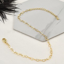 Messing Herz Link Armbänder für Frauen&nbsp;BJEW-G735-07G-01