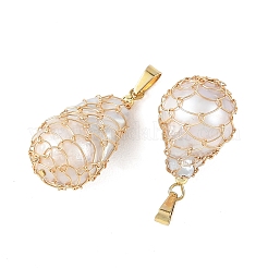 Pendentifs en perles baroques naturelles keshi serties de fil métallique&nbsp;PALLOY-JF05993