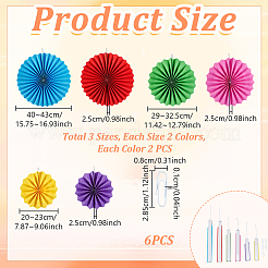 6 abanico de papel con flores para decoración de bodas&nbsp;DIY-WH0349-570