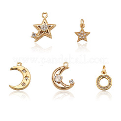 10pcs 5 pendentifs en laiton micro pavé clair en zircone cubique&nbsp;ZIRC-BT0001-01G