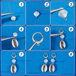 DIY-Set zur Herstellung von Leverback-Ohrringen mit Meeresmotiven aus Muscheln und synthetischem Türkis&nbsp;DIY-SC0025-85
