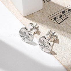 Orecchini a bottone con micro pavé di zirconi chiari in ottone placcato cremagliera&nbsp;EJEW-K299-01P-X