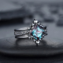Fingerring-Set aus Rautenlegierung mit Strassen für Damen&nbsp;PW-WG51C17-03